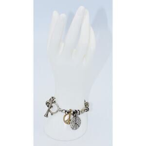 Lucky Brand Happiness Peace Charm Toggle Bracelet